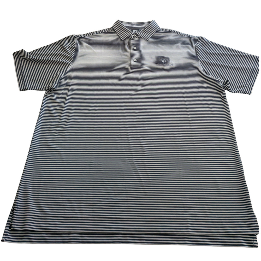 FootJoy FJ Men’s XL Blue White Striped Golf Polo West Bay Club Performance Shirt